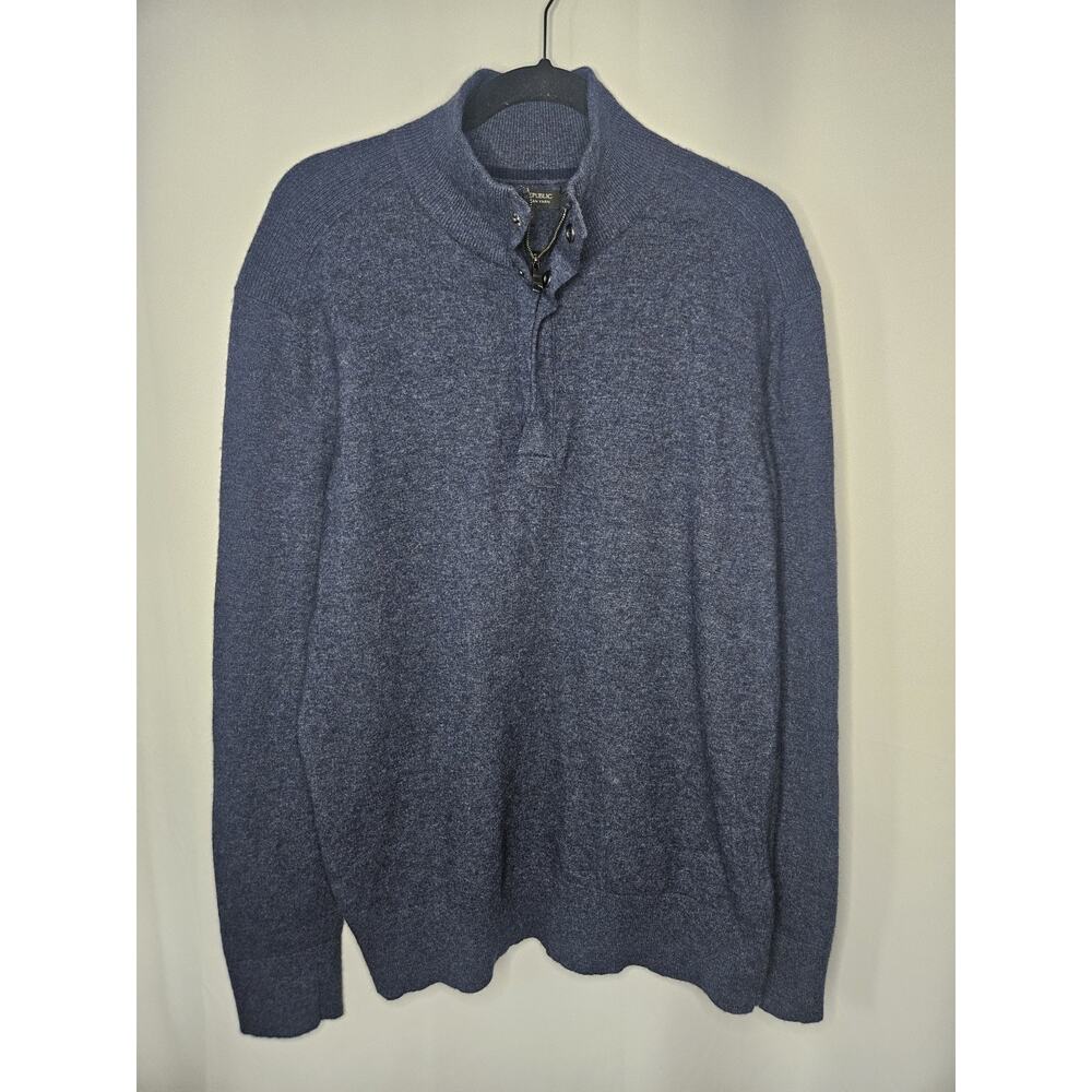 Banana Republic Men's Italian Yarn Wool Blue Henley Style Sweater Size Large